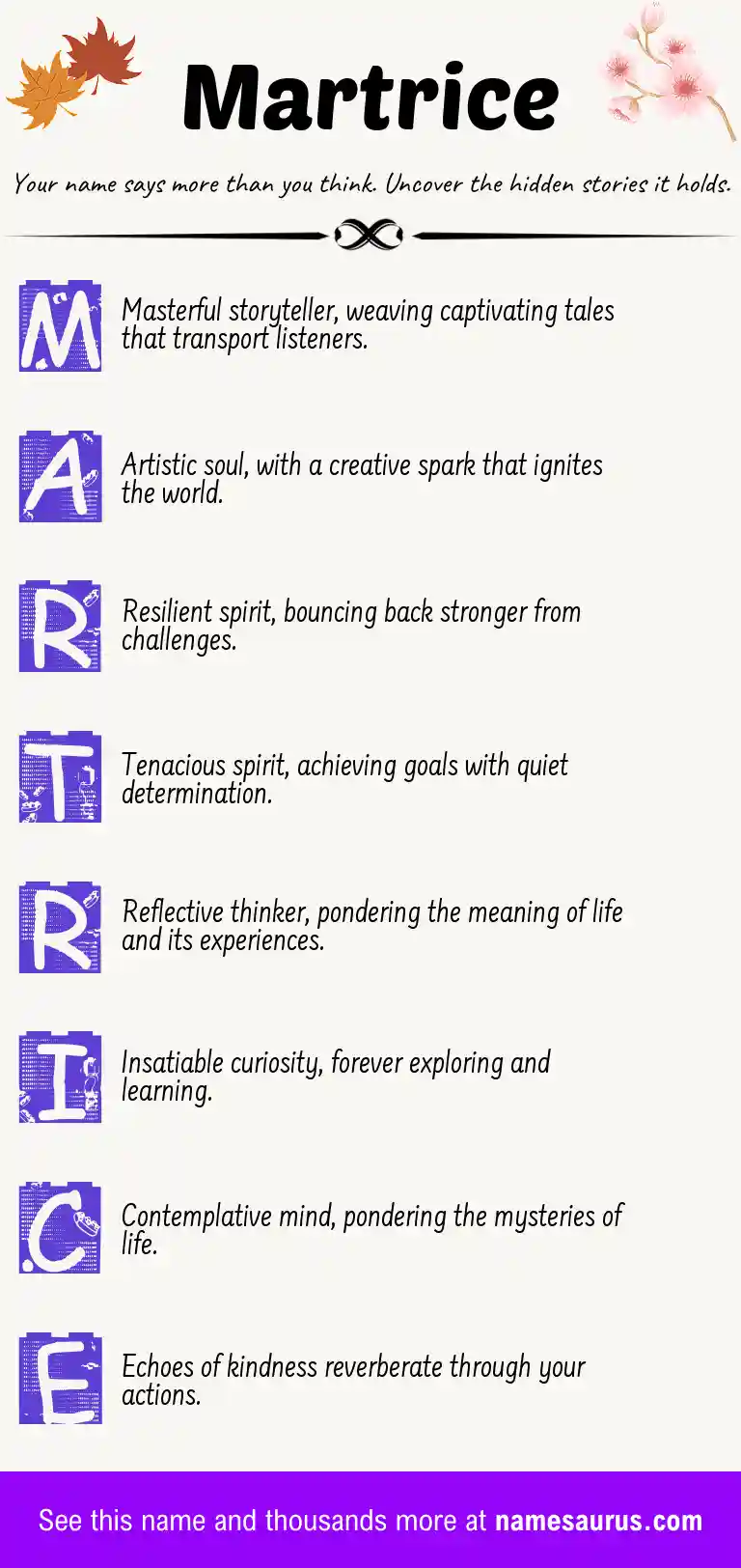 Acrostic poem about Martrice.