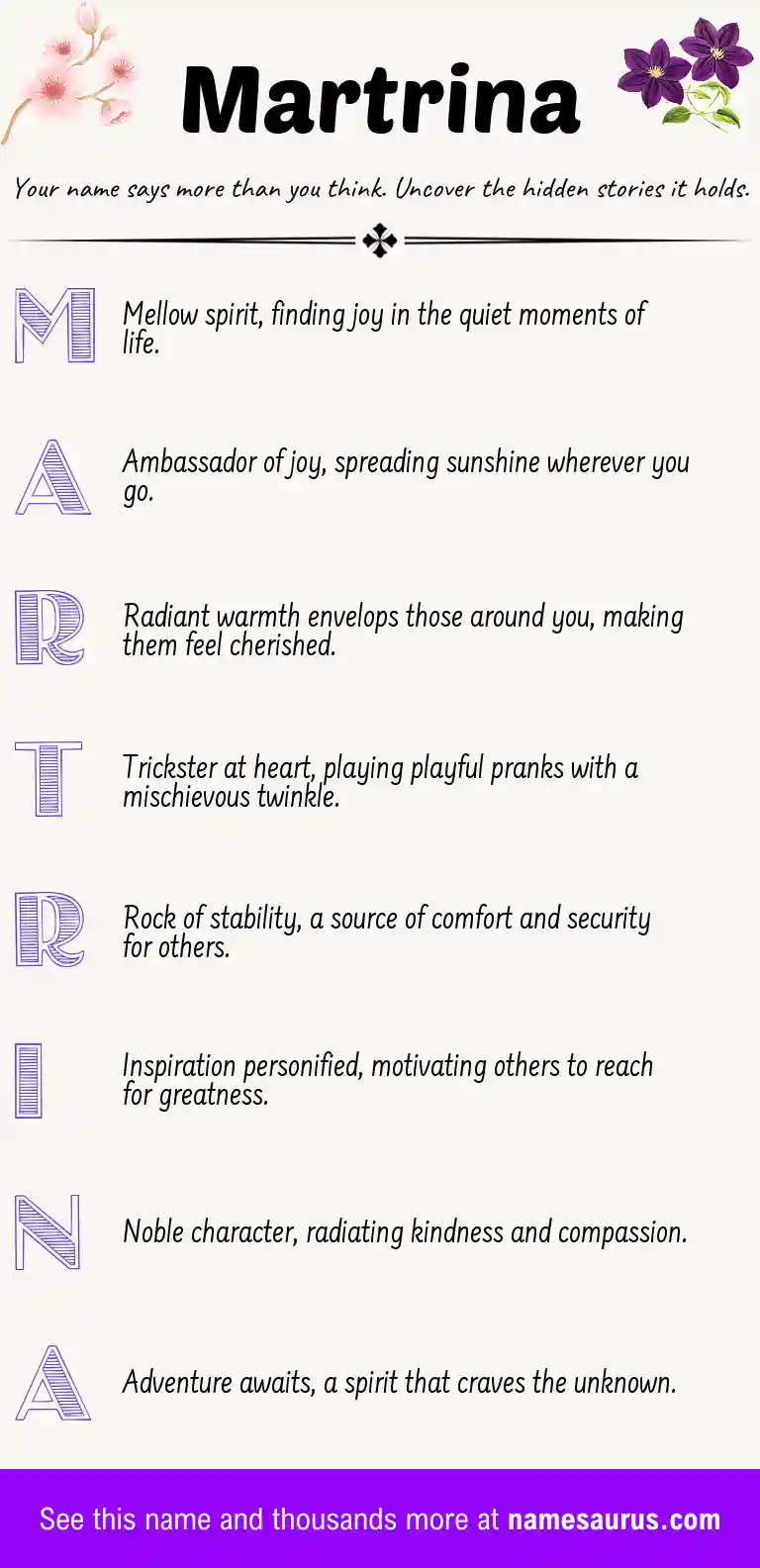 Acrostic poem about Martrina.