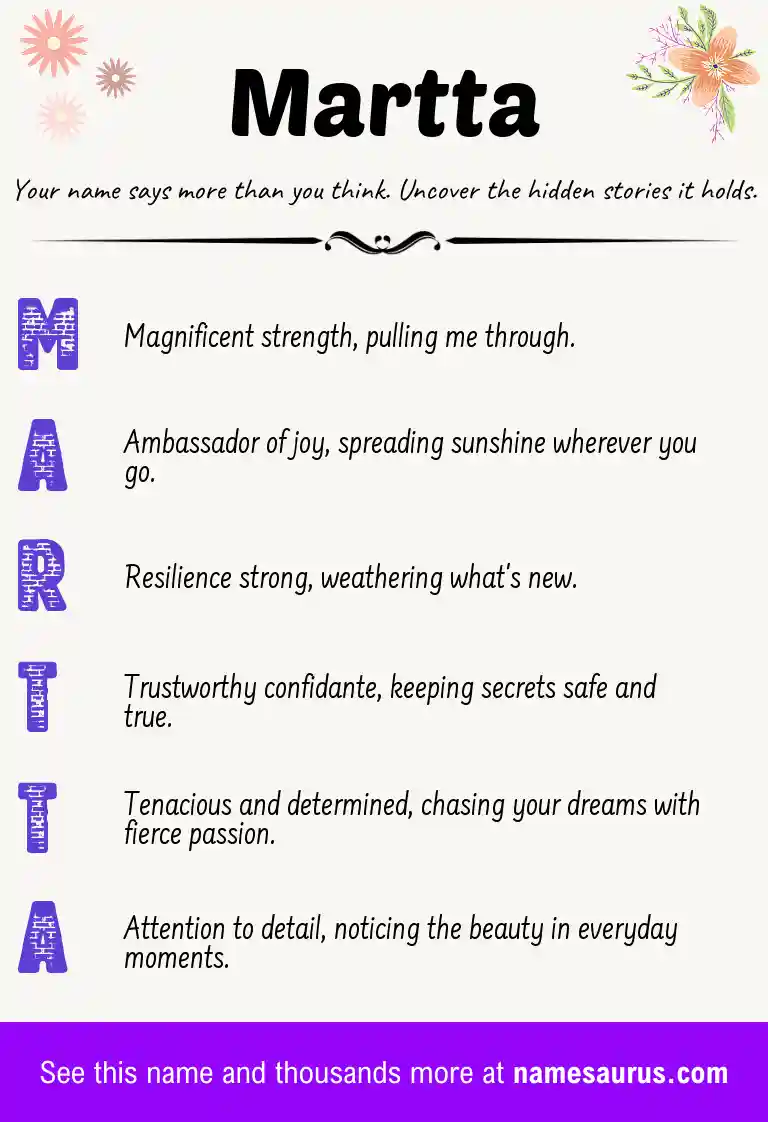 Acrostic poem about Martta.