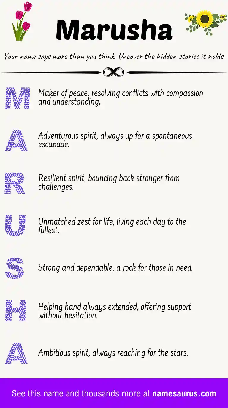 Acrostic poem about Marusha.