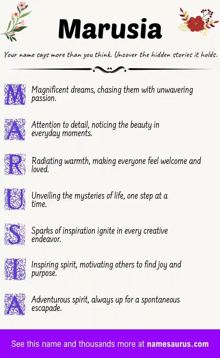 Acrostic poem about Marusia.