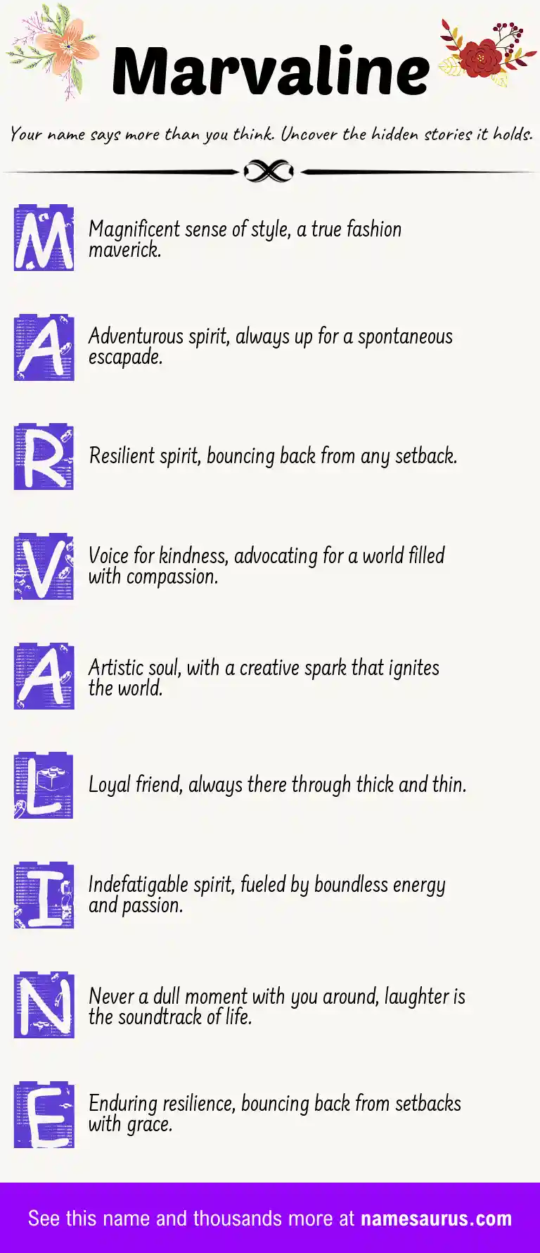 Acrostic poem about Marvaline.