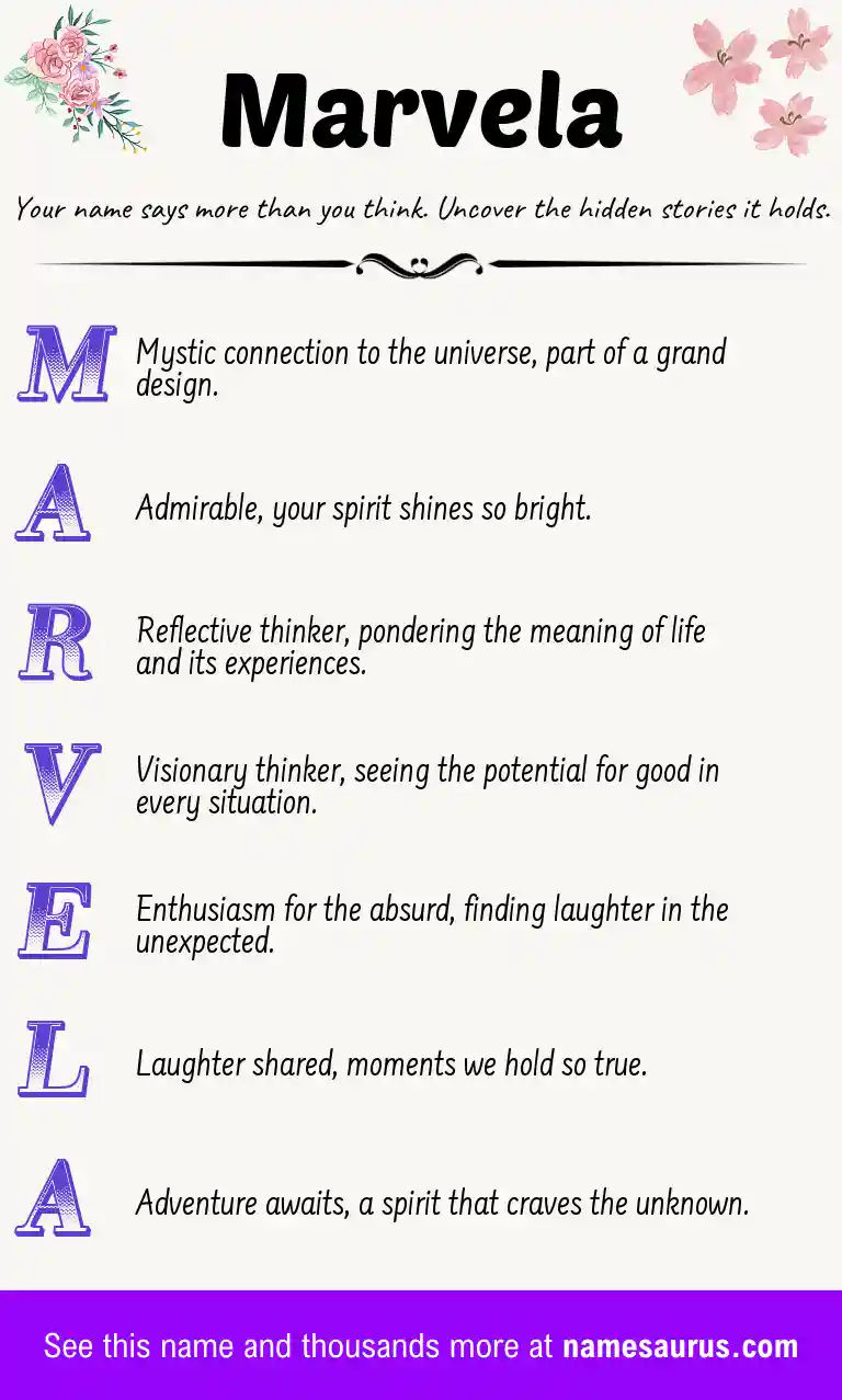Acrostic poem about Marvela.