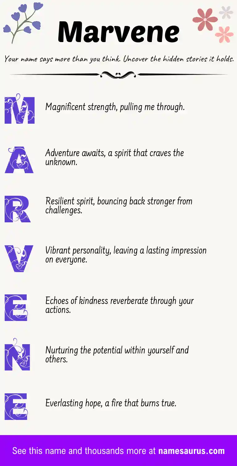 Acrostic poem about Marvene.
