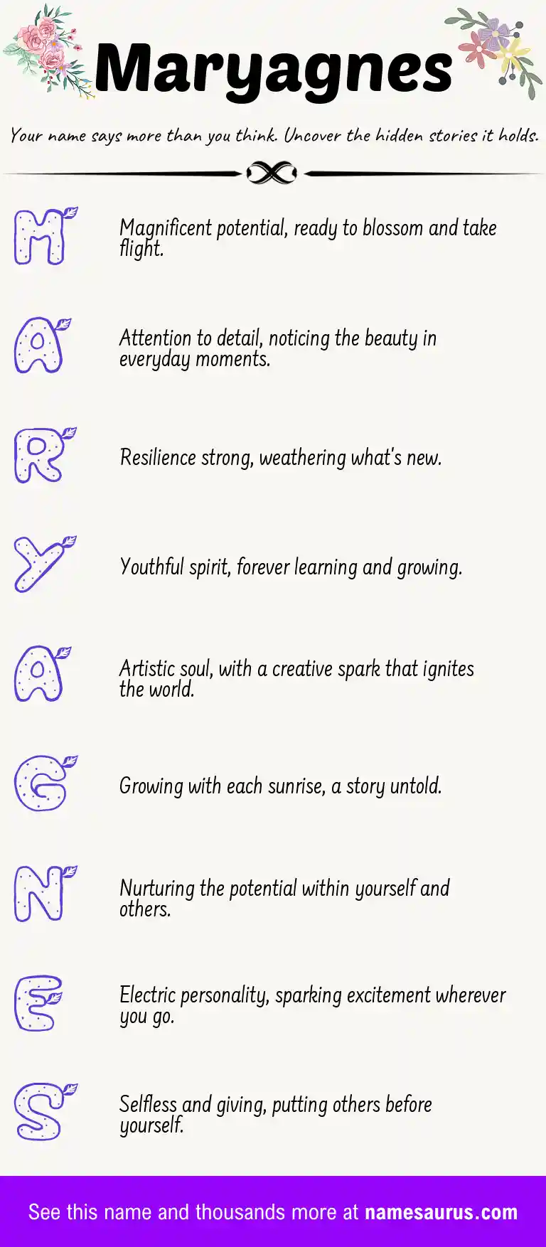 Acrostic poem about Maryagnes.