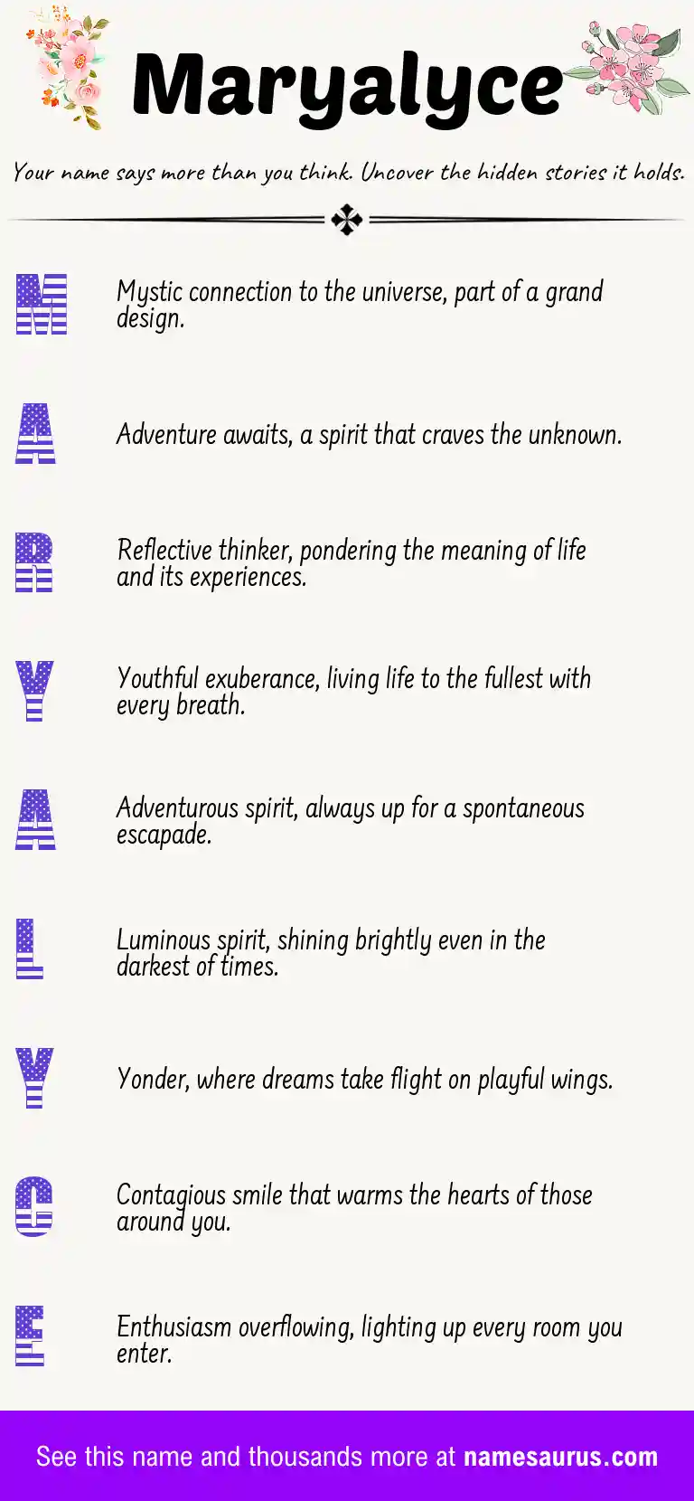 Acrostic poem about Maryalyce.
