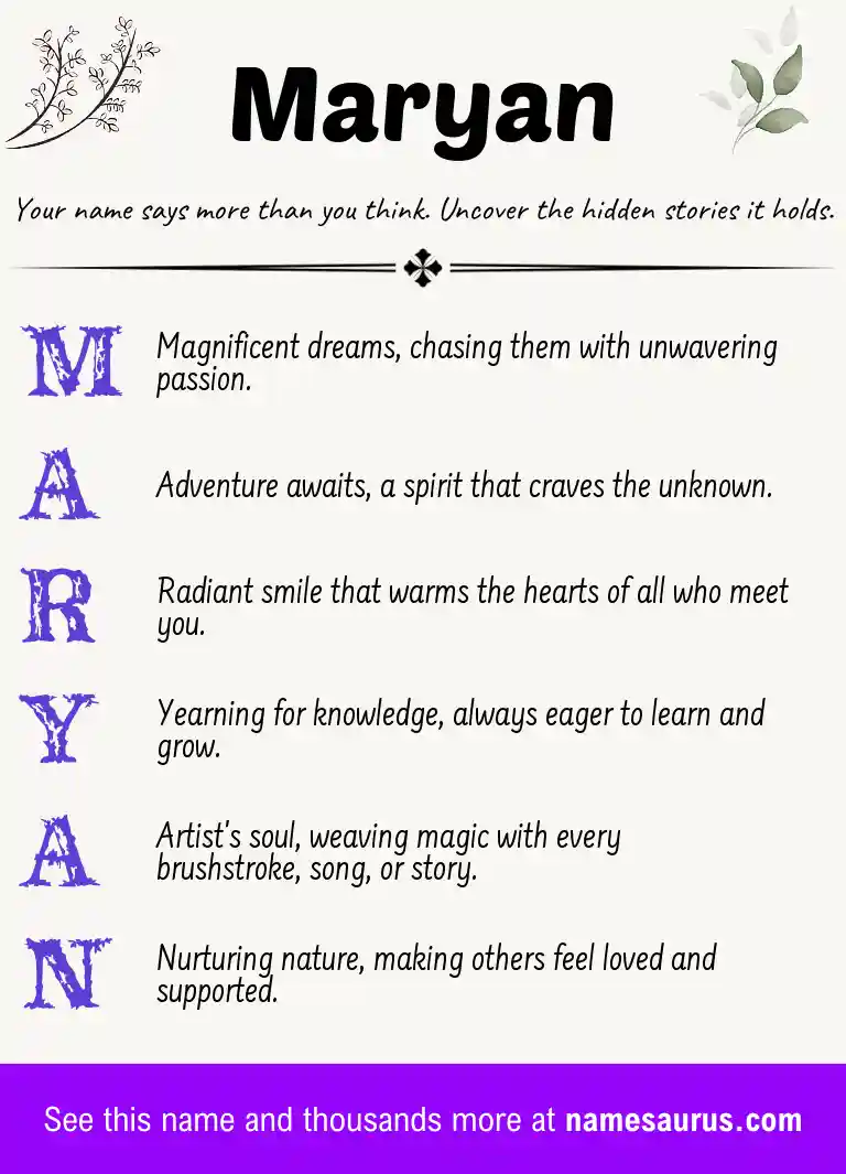 Acrostic poem about Maryan.