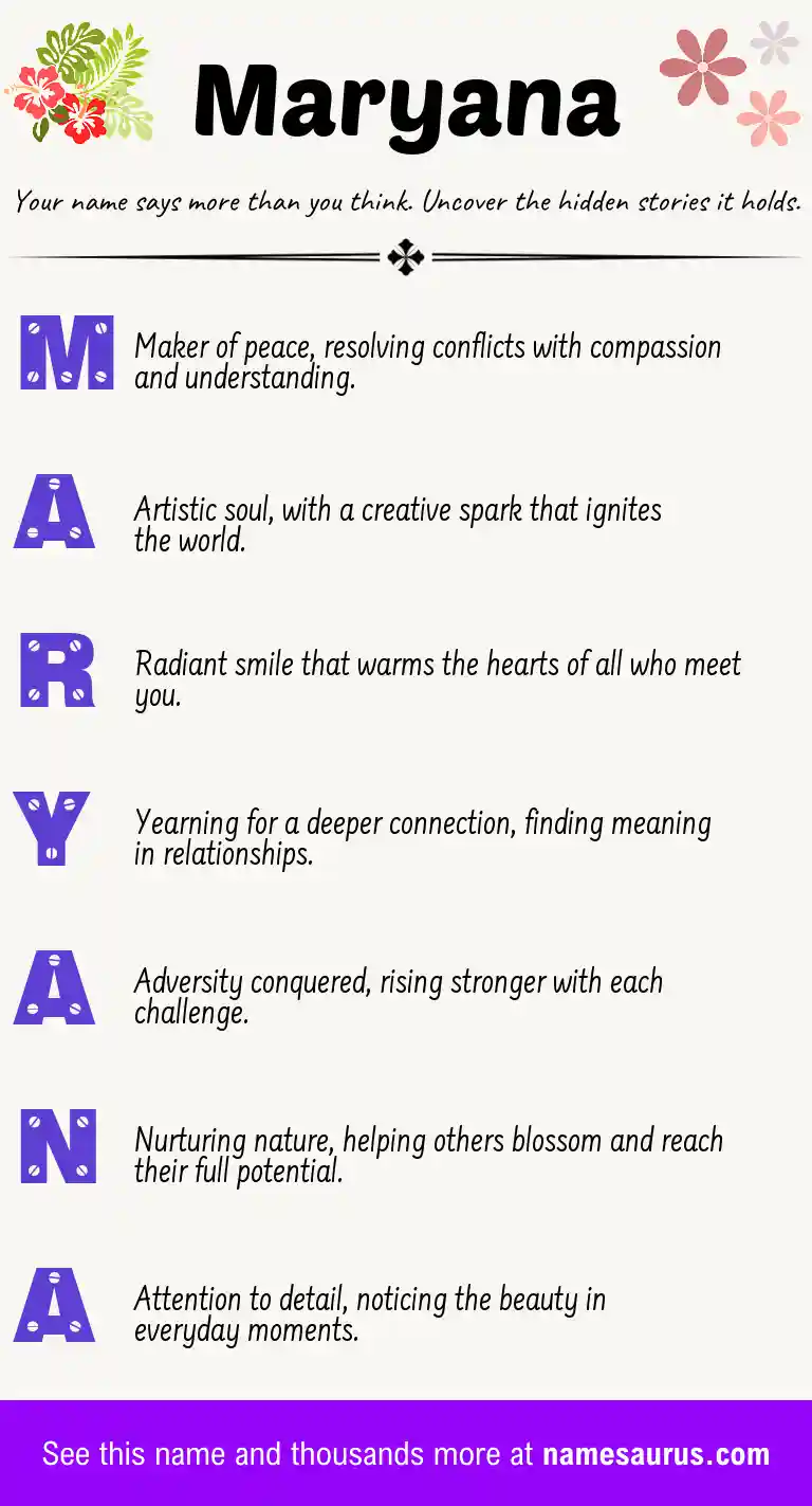Acrostic poem about Maryana.