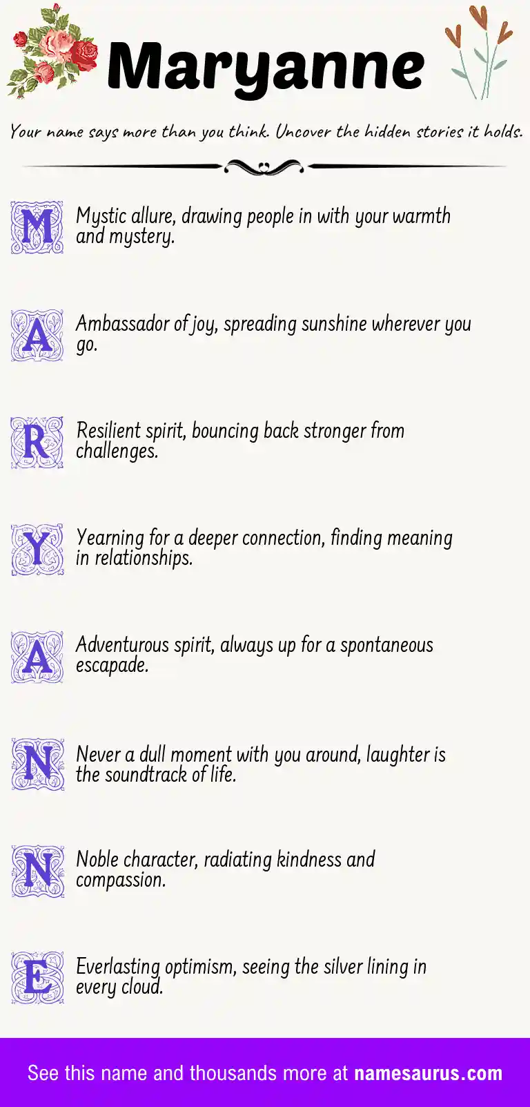 Acrostic poem about Maryanne.