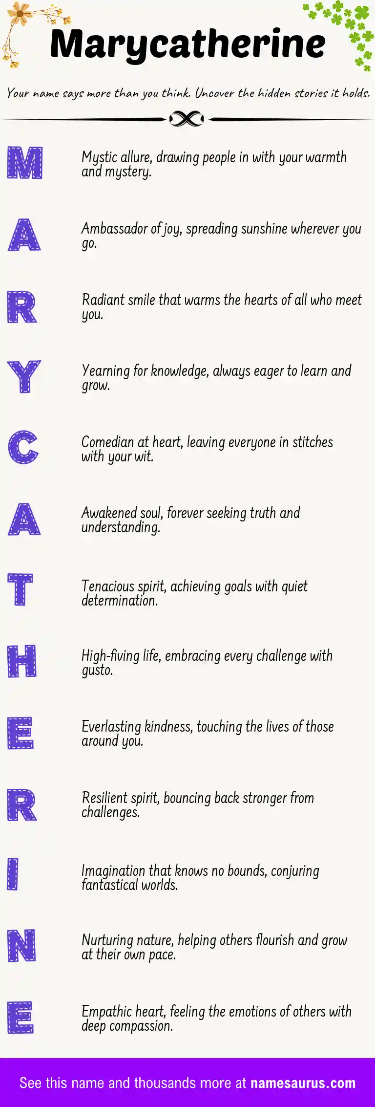 Acrostic poem about Marycatherine.