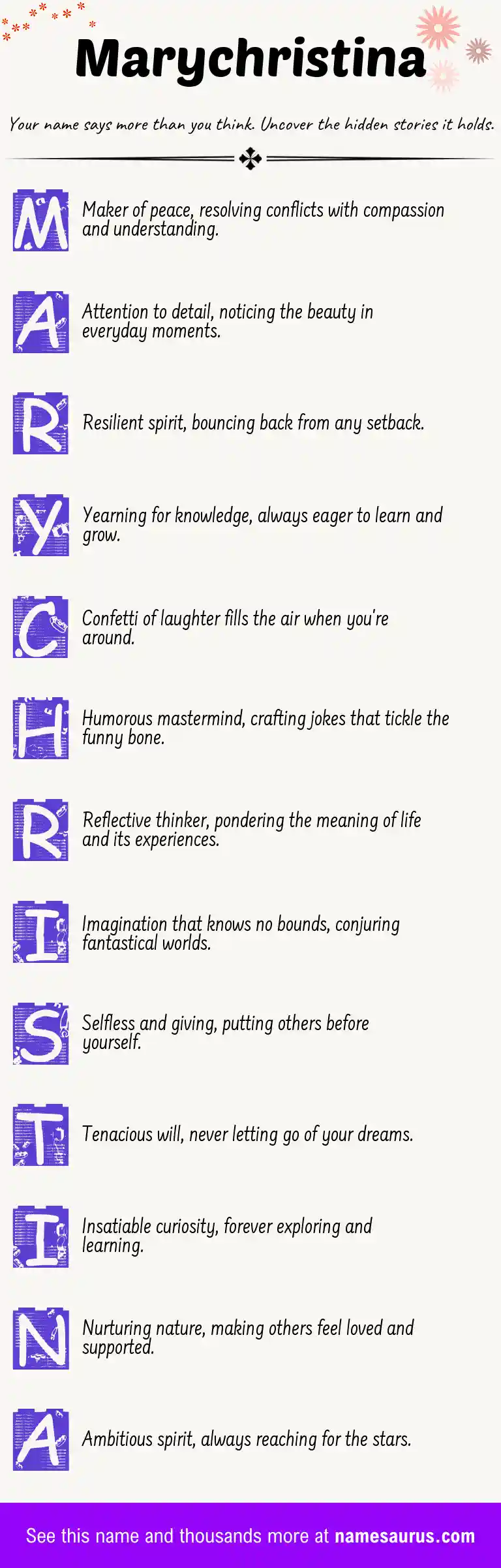 Acrostic poem about Marychristina.
