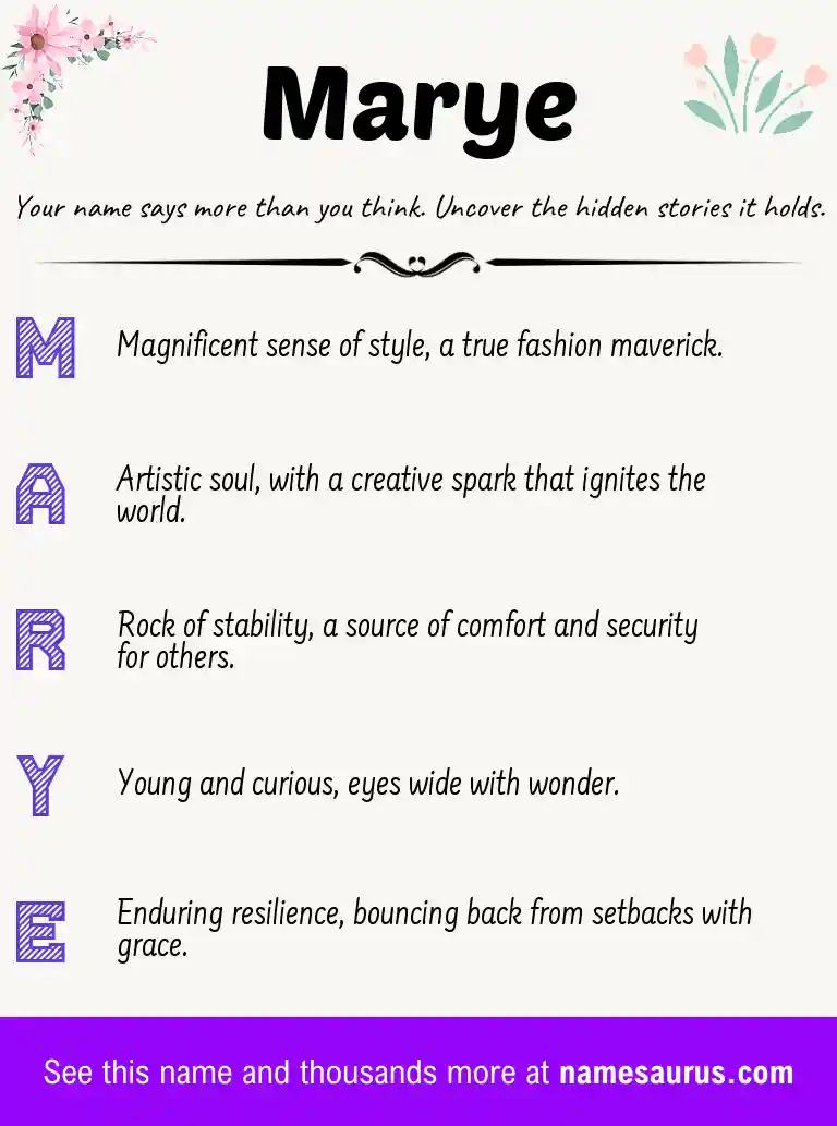 Acrostic poem about Marye.