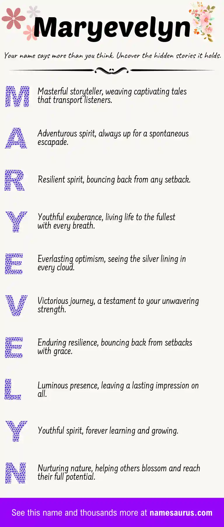 Acrostic poem about Maryevelyn.