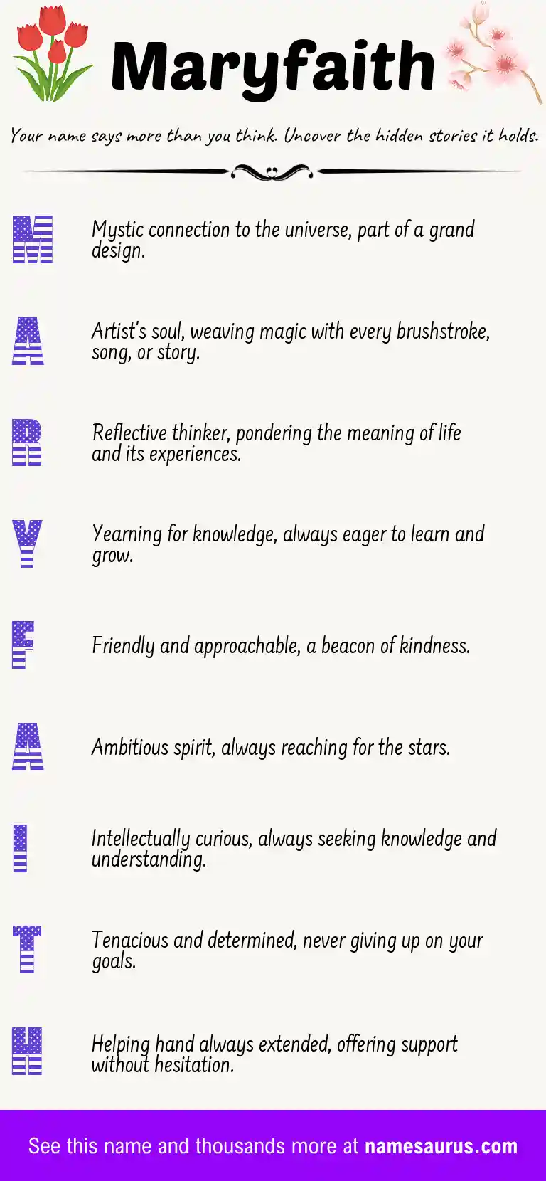 Acrostic poem about Maryfaith.