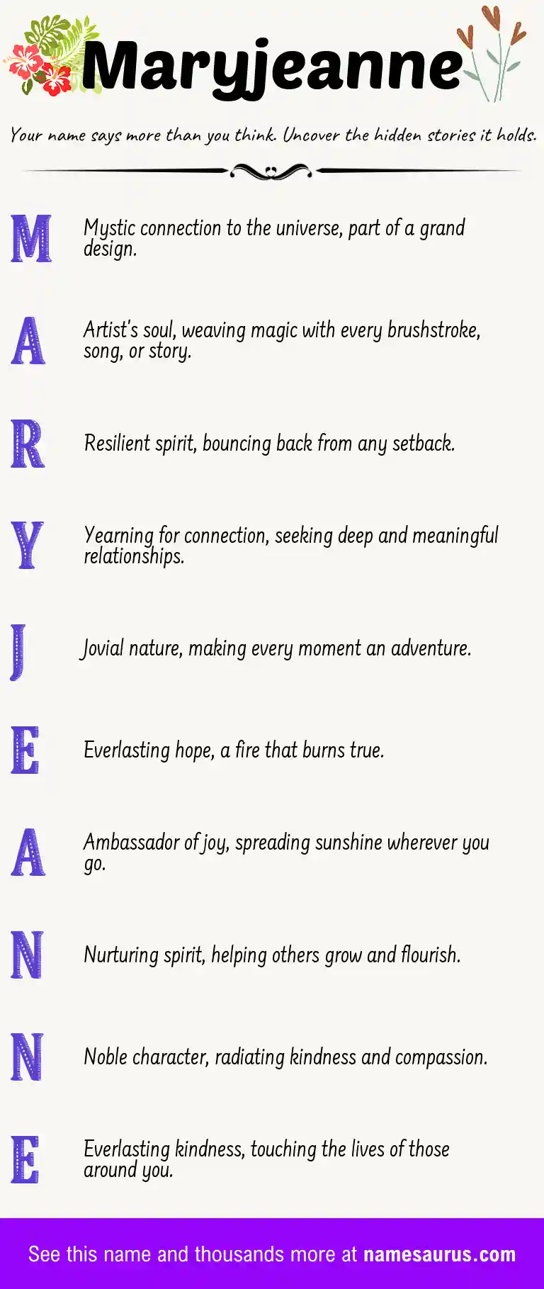 Acrostic poem about Maryjeanne.