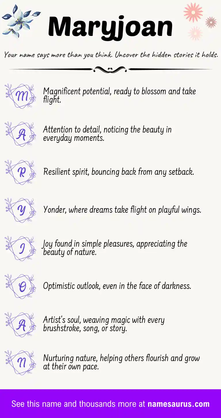 Acrostic poem about Maryjoan.