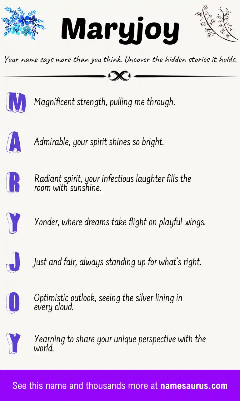 Acrostic poem about Maryjoy.
