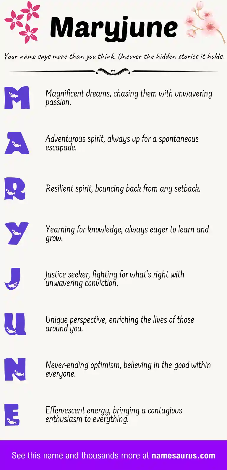 Acrostic poem about Maryjune.