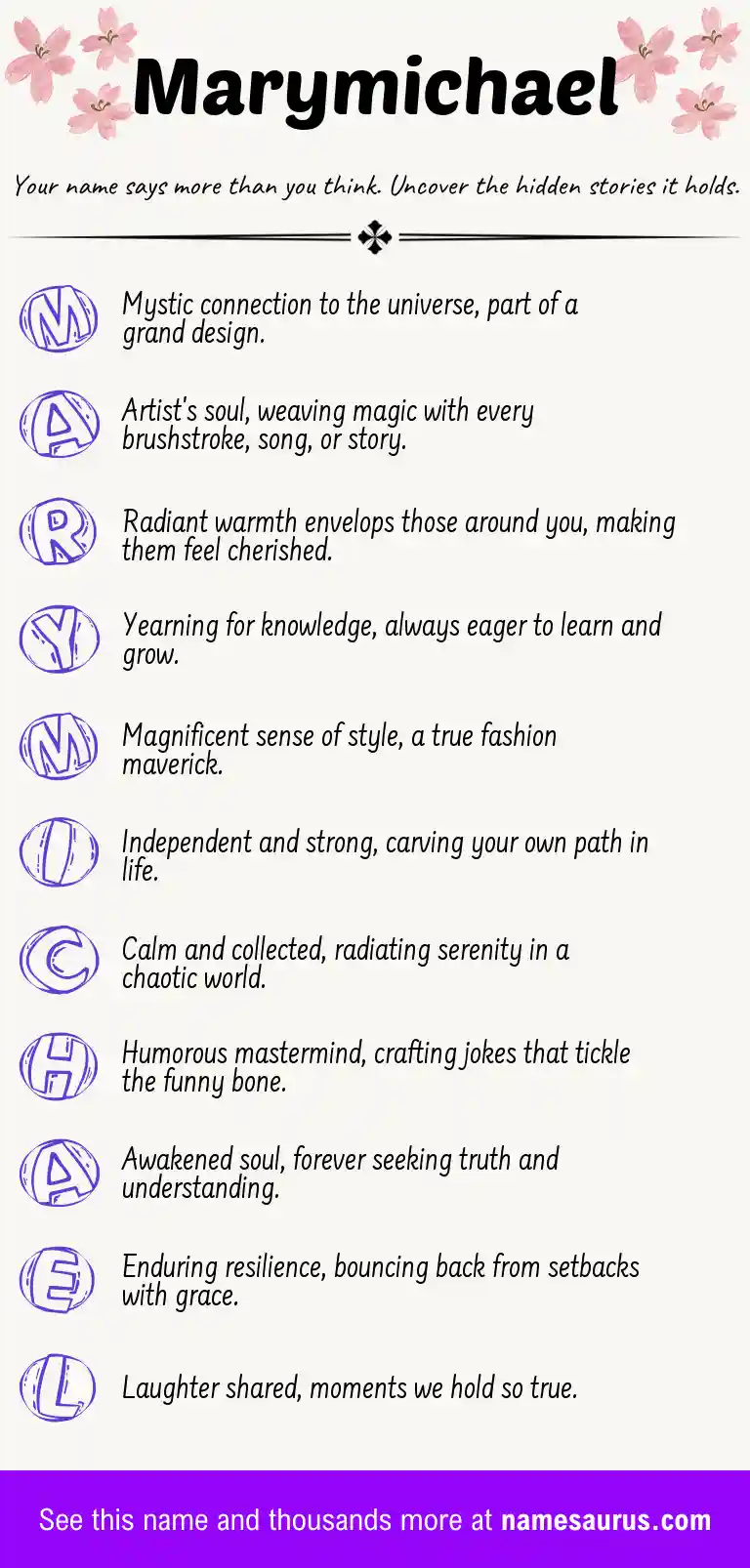 Acrostic poem about Marymichael.