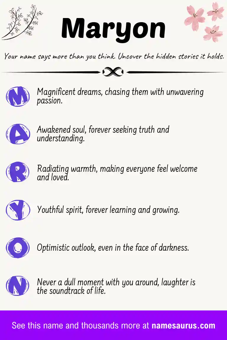 Acrostic poem about Maryon.