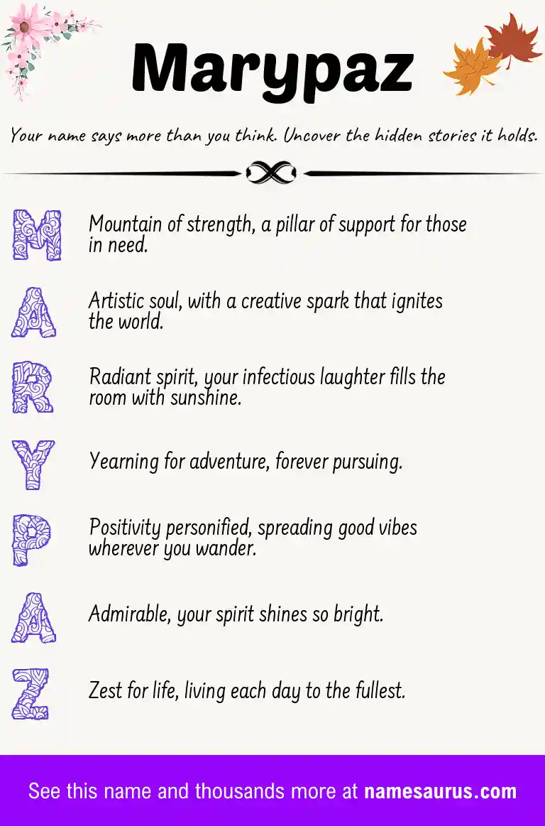 Acrostic poem about Marypaz.