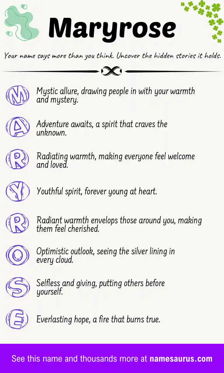 Acrostic poem about Maryrose.