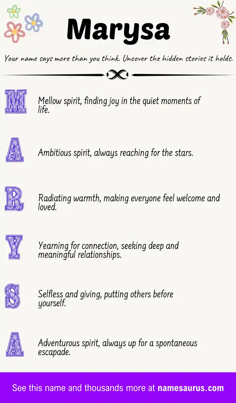 Acrostic poem about Marysa.