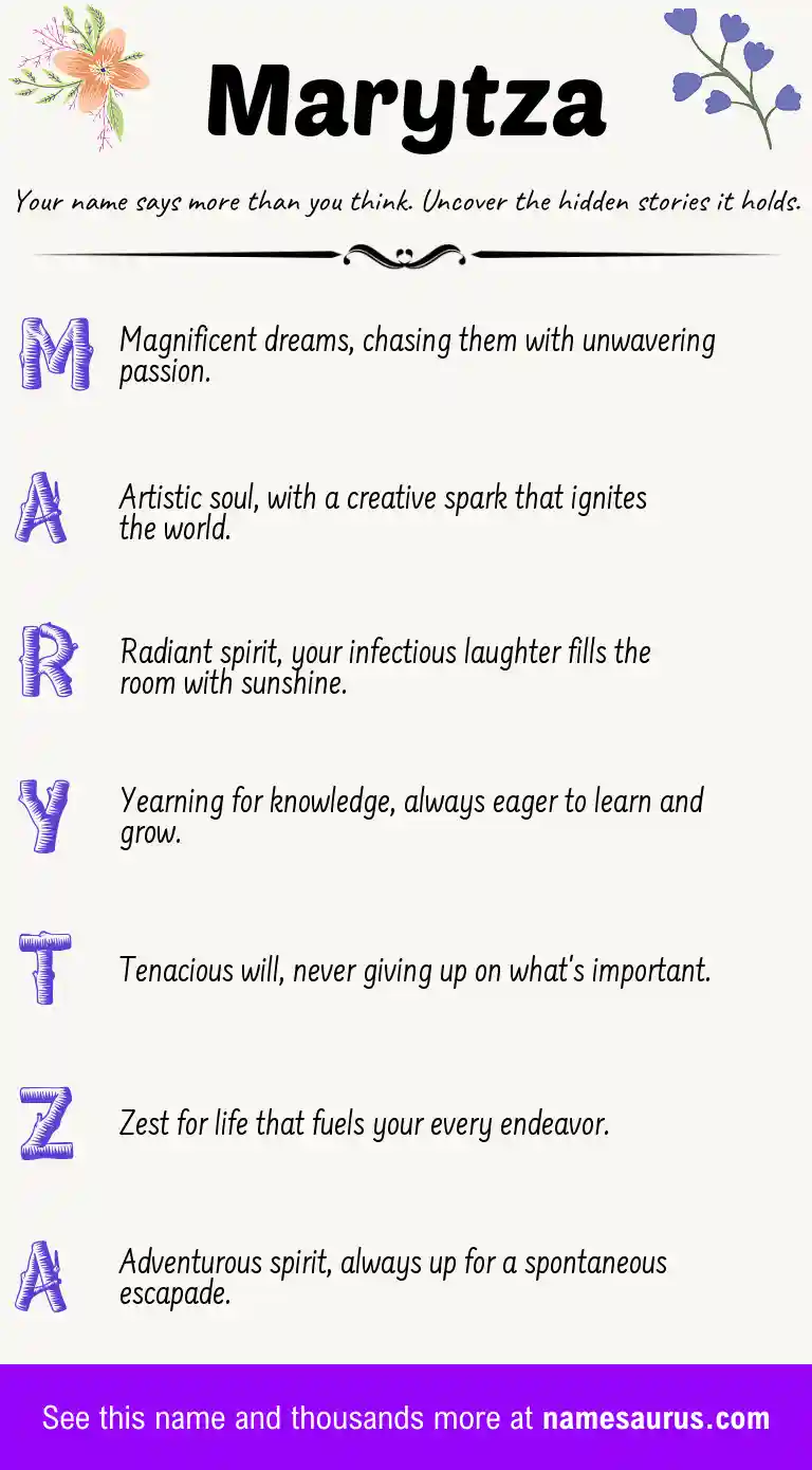 Acrostic poem about Marytza.