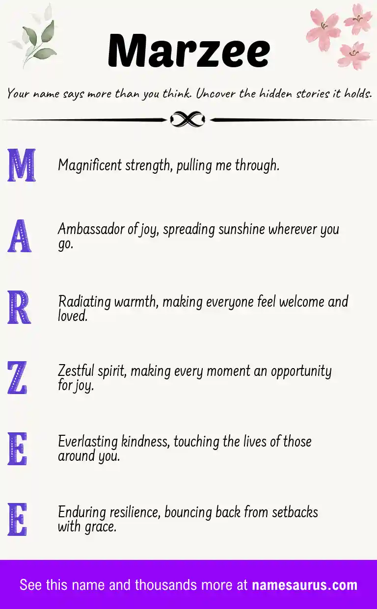 Acrostic poem about Marzee.