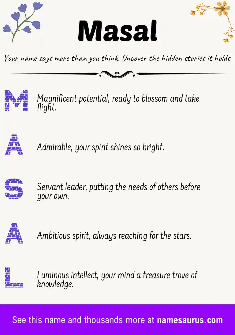 Acrostic poem about Masal.