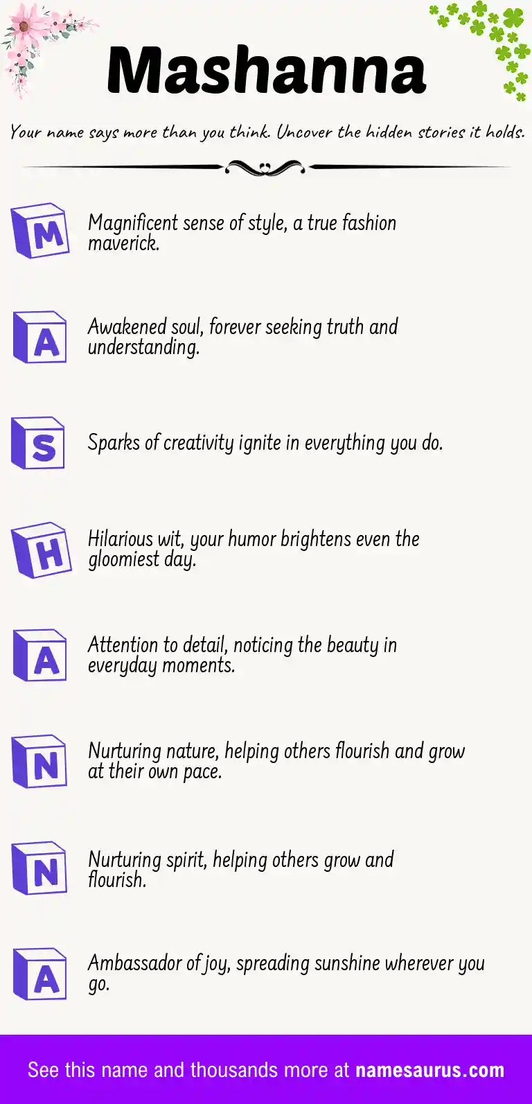 Acrostic poem about Mashanna.