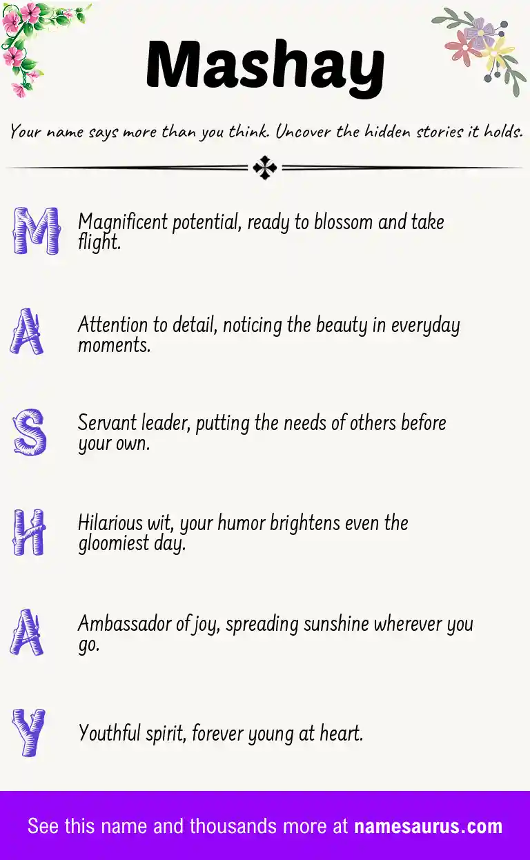 Acrostic poem about Mashay.