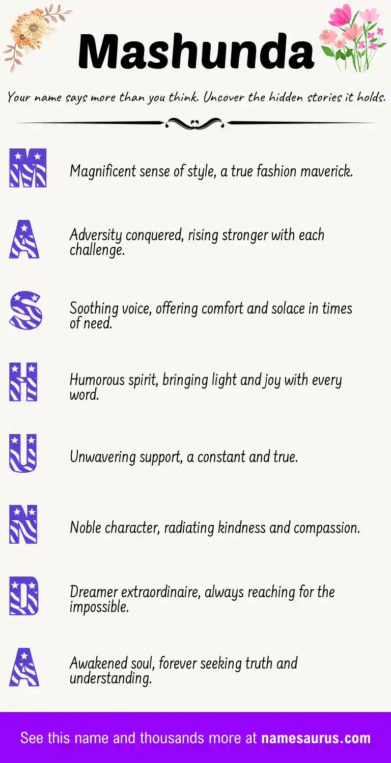 Acrostic poem about Mashunda.