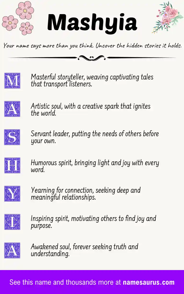 Acrostic poem about Mashyia.