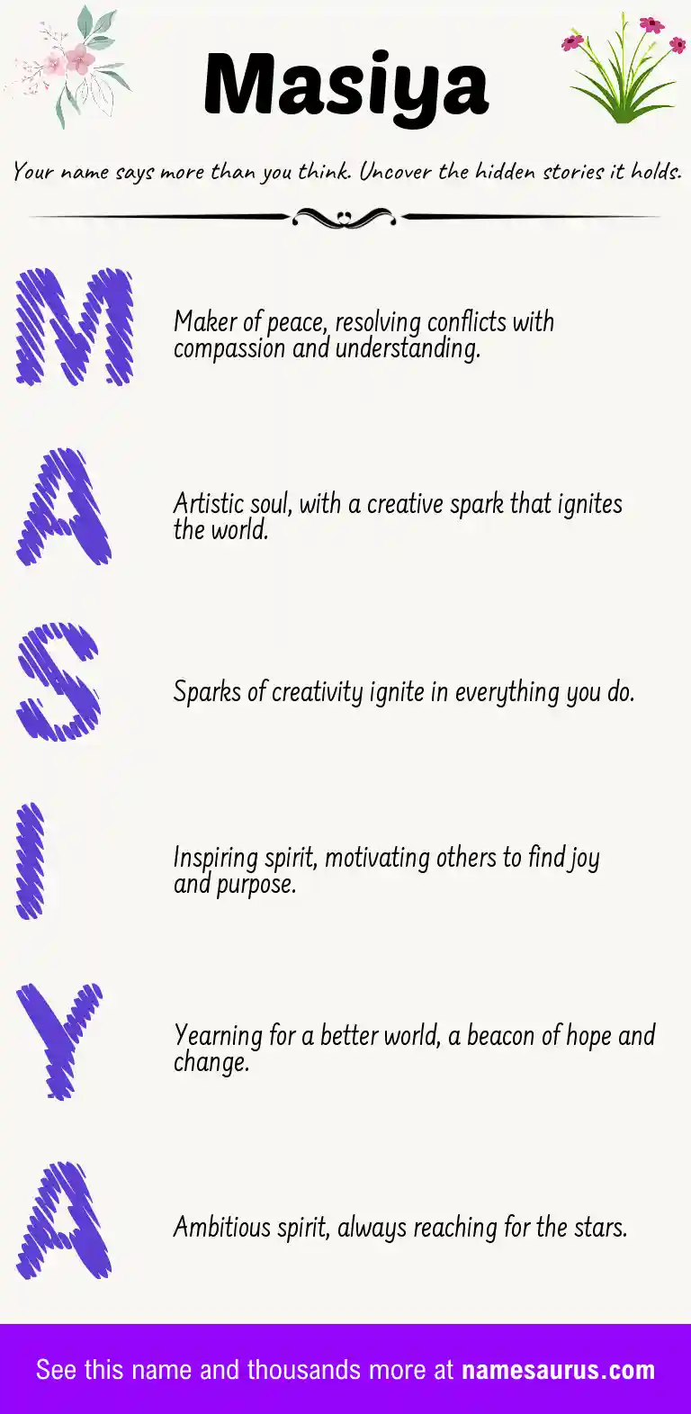 Acrostic poem about Masiya.