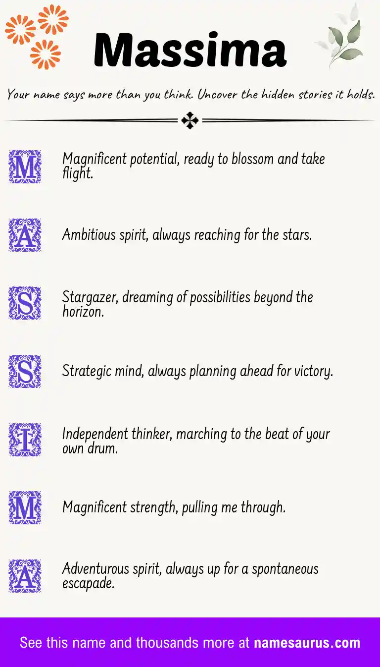 Acrostic poem about Massima.