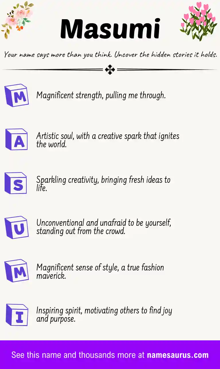 Acrostic poem about Masumi.