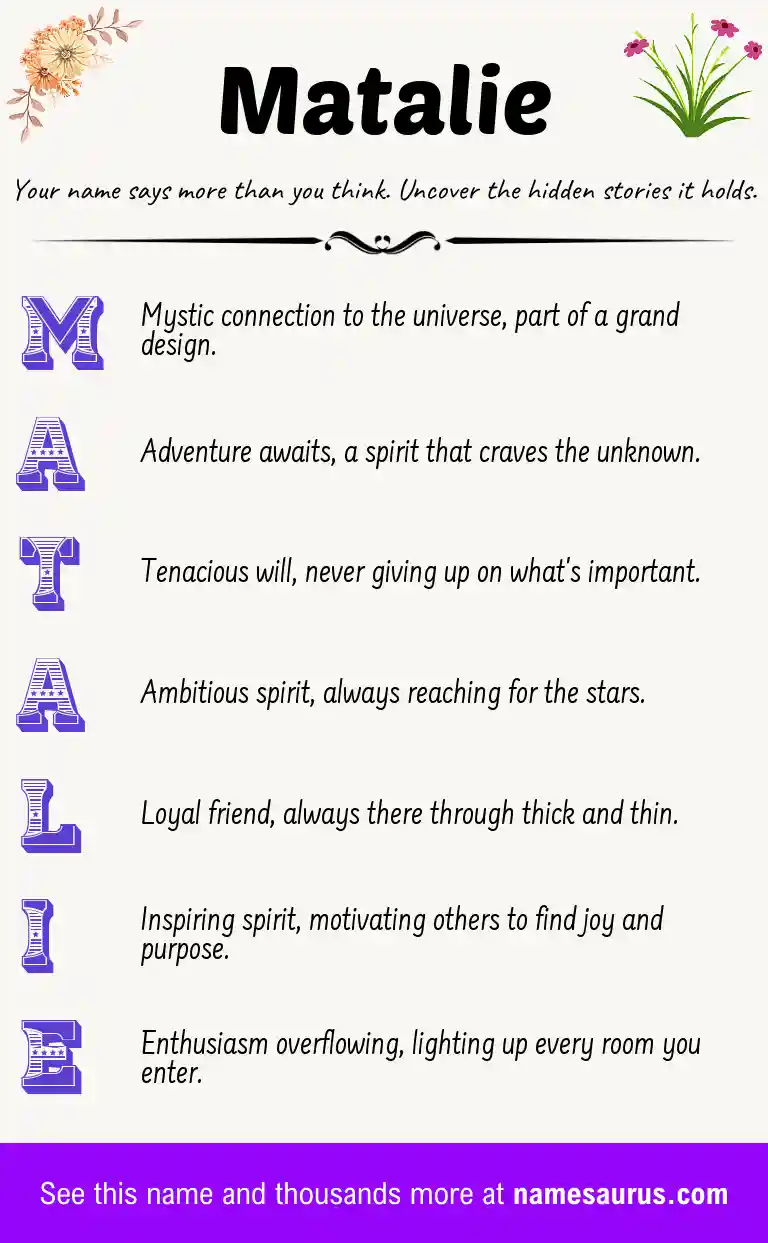 Acrostic poem about Matalie.