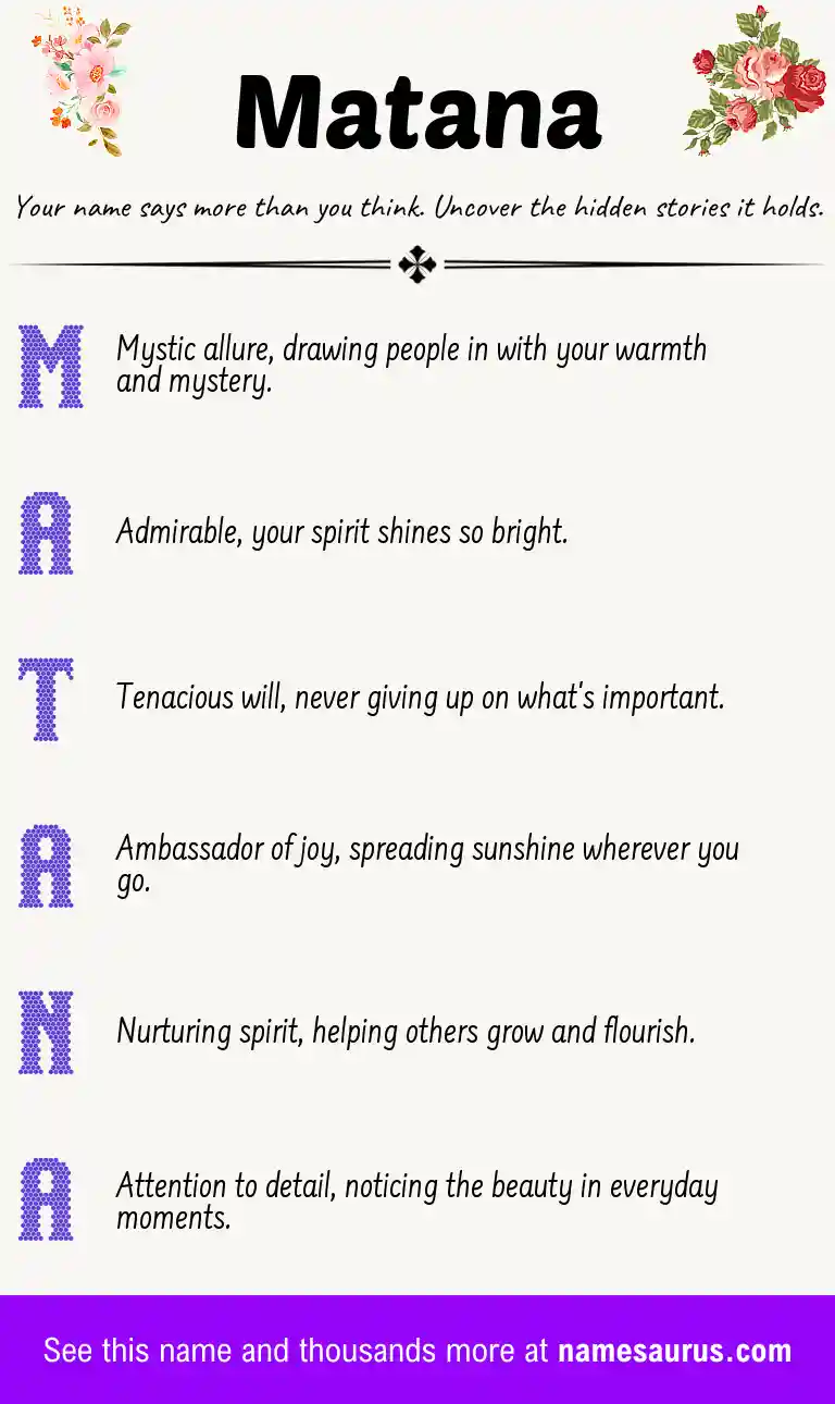Acrostic poem about Matana.