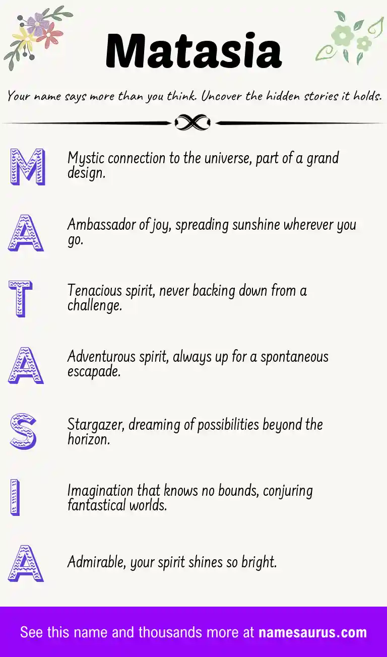 Acrostic poem about Matasia.