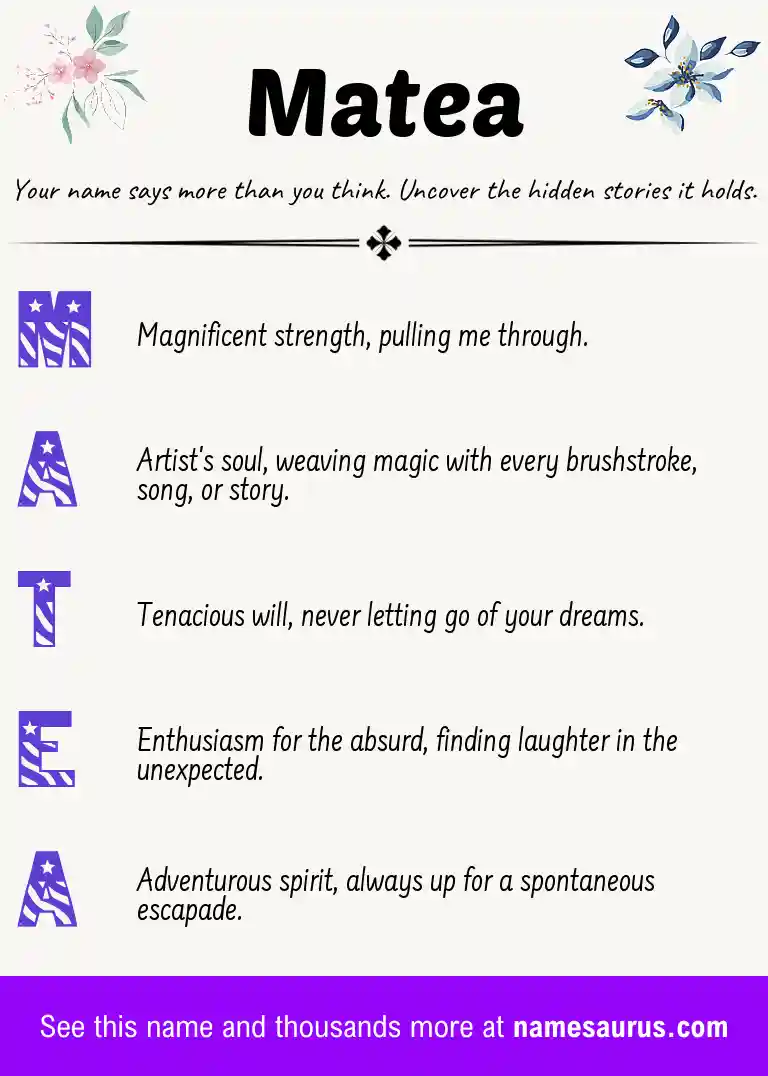 Acrostic poem about Matea.