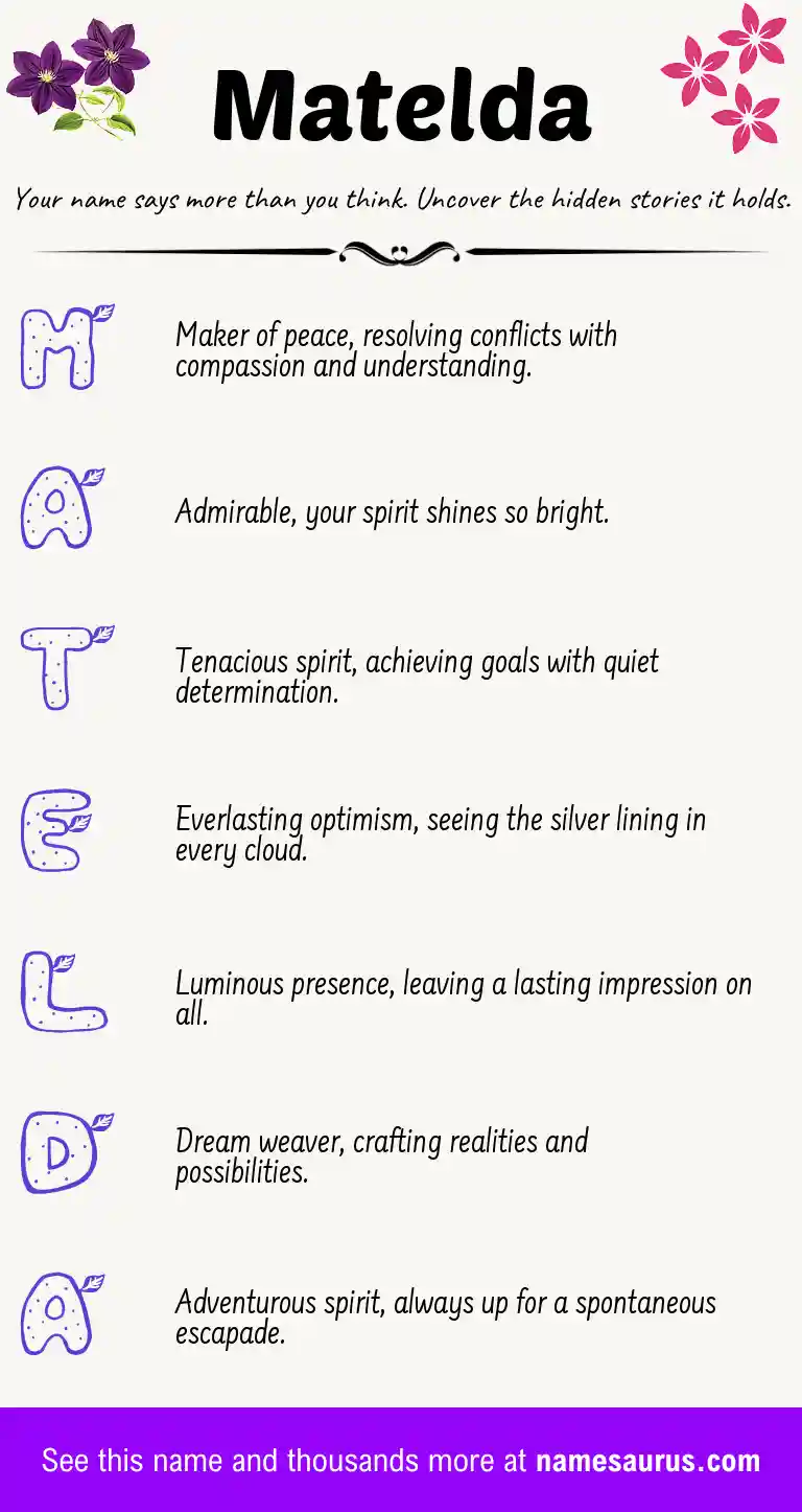 Acrostic poem about Matelda.