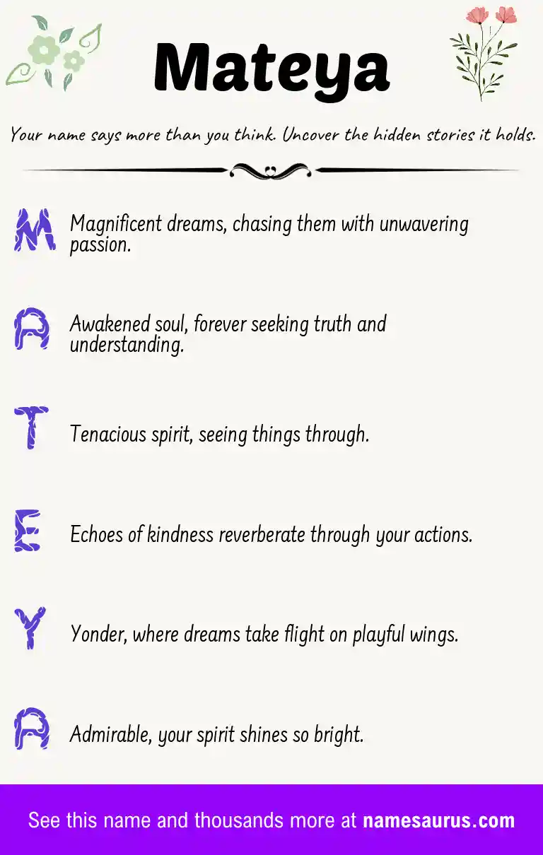 Acrostic poem about Mateya.