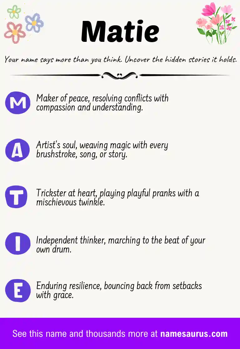 Acrostic poem about Matie.
