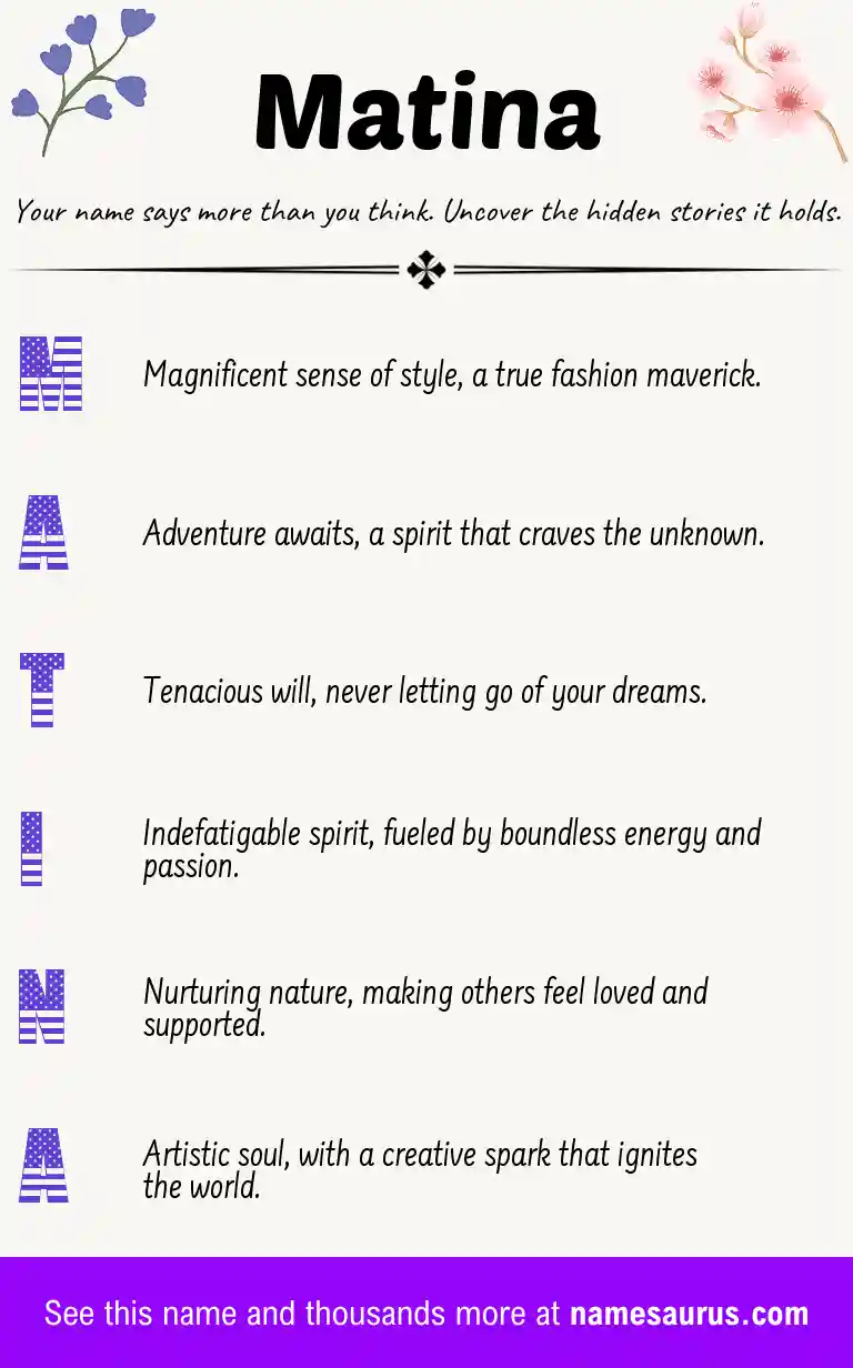 Acrostic poem about Matina.