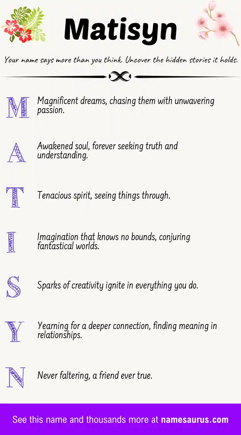Acrostic poem about Matisyn.