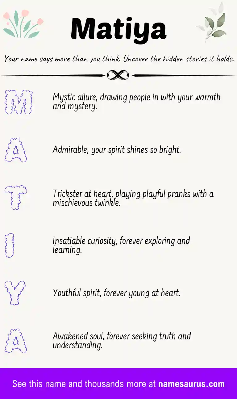 Acrostic poem about Matiya.