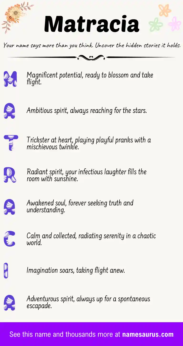 Acrostic poem about Matracia.