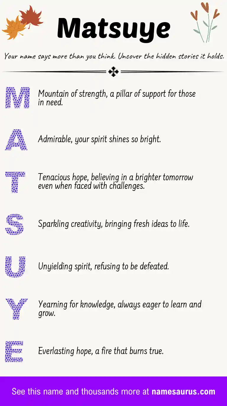 Acrostic poem about Matsuye.