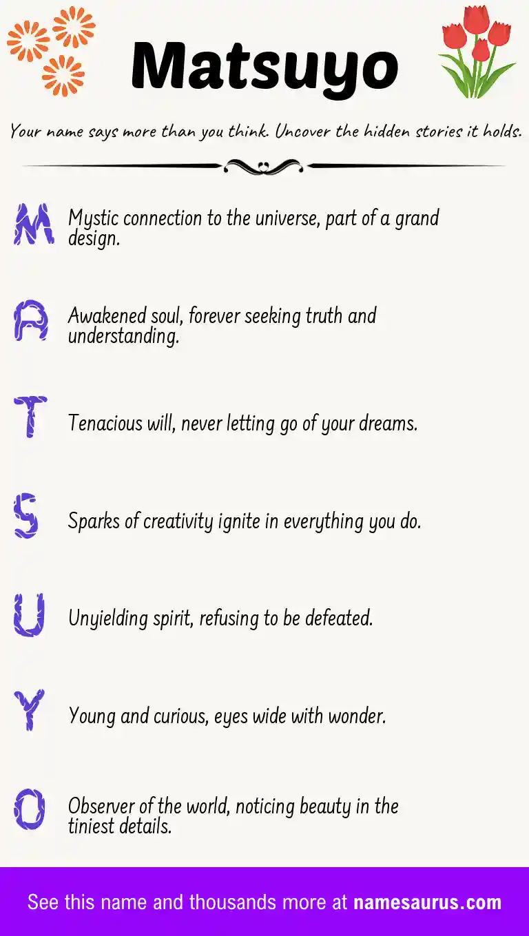 Acrostic poem about Matsuyo.